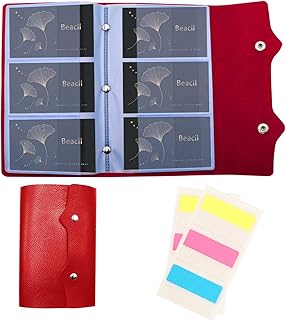 Beacil Porta Biglietti da Visita Libro, Portafoglio Organizer per Biglietti da Visita per Ufficio, Custodia Professionale per Carta d'identità in Pelle PU, 108 slot per biglietti da visita (Rosso)