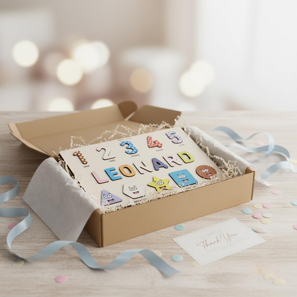Puzzles for Toddlers Boy and Girl, Personalized Name Puzzle, 12 Month Toy, Gifts for 0 1 2 3 Years Old, Baby Gifts, Baby Shower, Christmas, NewBaby Gift, 0 3 6 9 12 18 24 36 Months - Set 6
