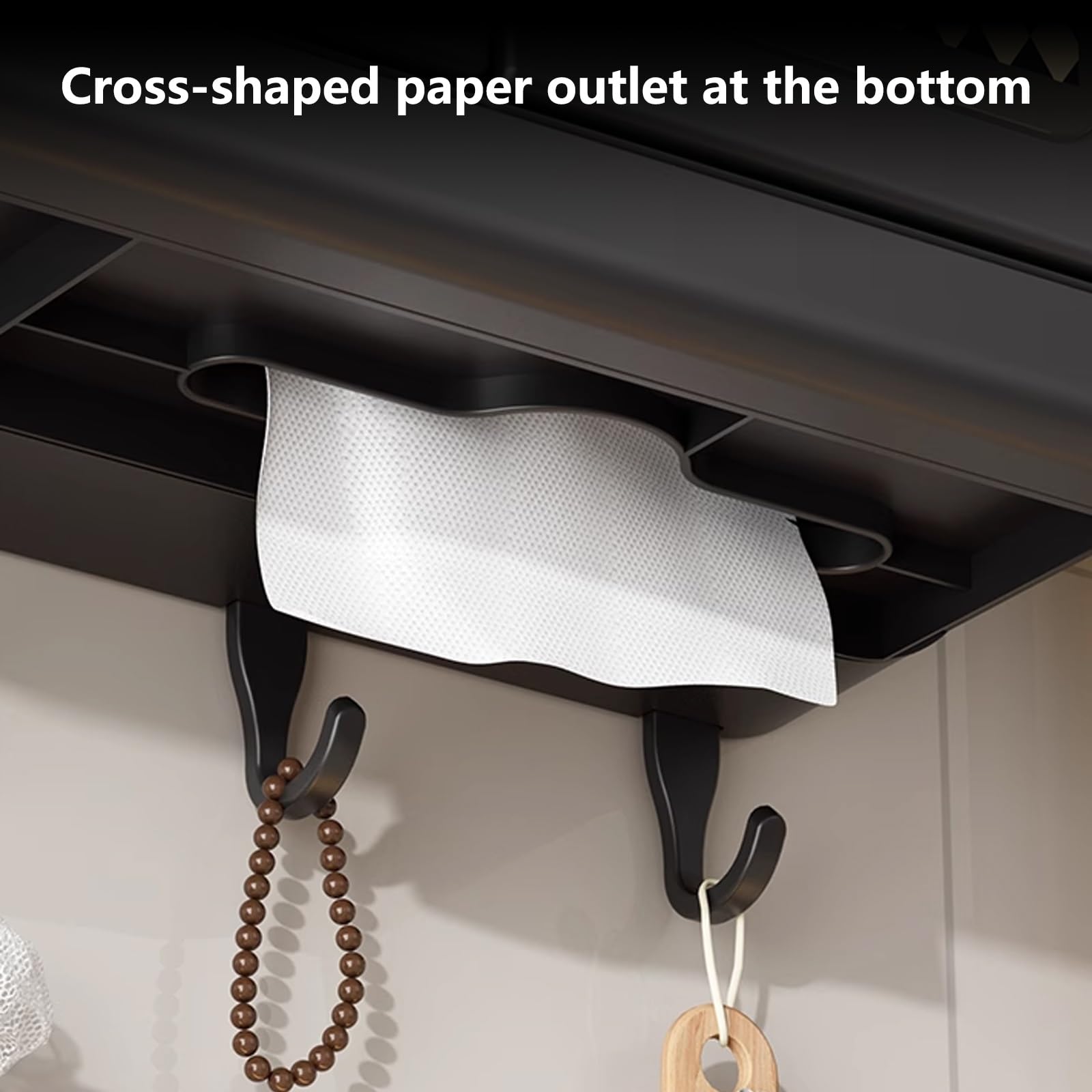 Armadietto Bagno Sospeso Nero Ante Magnetiche a Doppia Cerniera Pensili Bagno Sospesi Salvaspazio con Ganci Materiale Plastico Adatto a Bagni e Soggiorni(45 * 13 * 32cm)