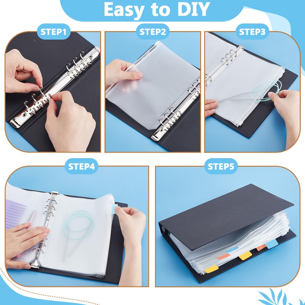 AHANDMAKER Needle Holder Case Set, Waterproof Binder Pockets and 24 Pcs PVC Loose Leaf Bags with 60 Index Tabs for Home Office School Collecting Sorting - Image 3