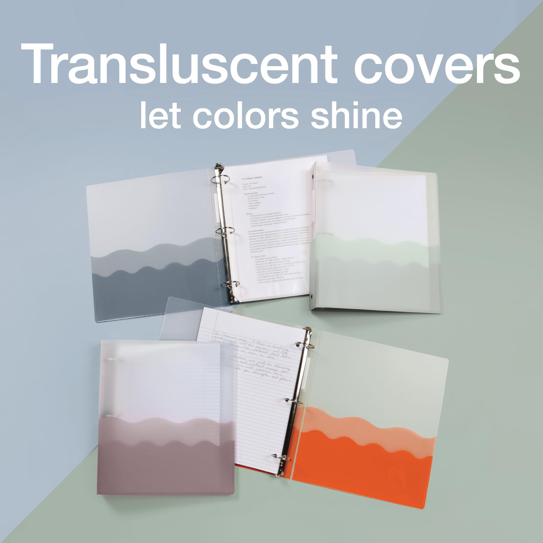 Oxford Lot de 4 classeurs flexibles pour l'école et le bureau, 4 poches ondulées, couvertures translucides, peut contenir jusqu'à 350 feuilles, classeur de 3,8 cm, 4 couleurs bohèmes assorties, lot de