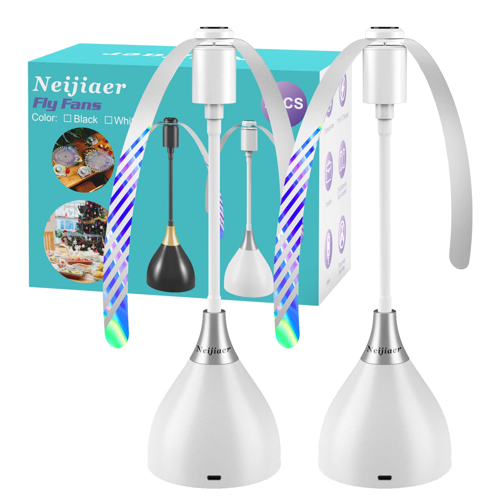 Ventilateur Anti Mouche - Electrique - Chasse Mouche de Table - Blanc - Jardin