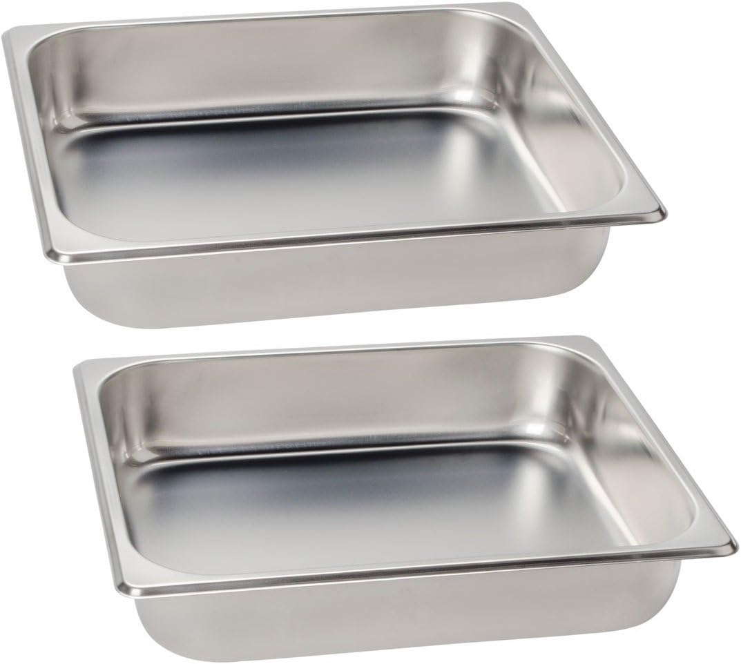 2 Pack 1/2 Size Chafer Food Pan Stainless Steel Steam Table/Hotel Pan - 2 1/2" Deep
