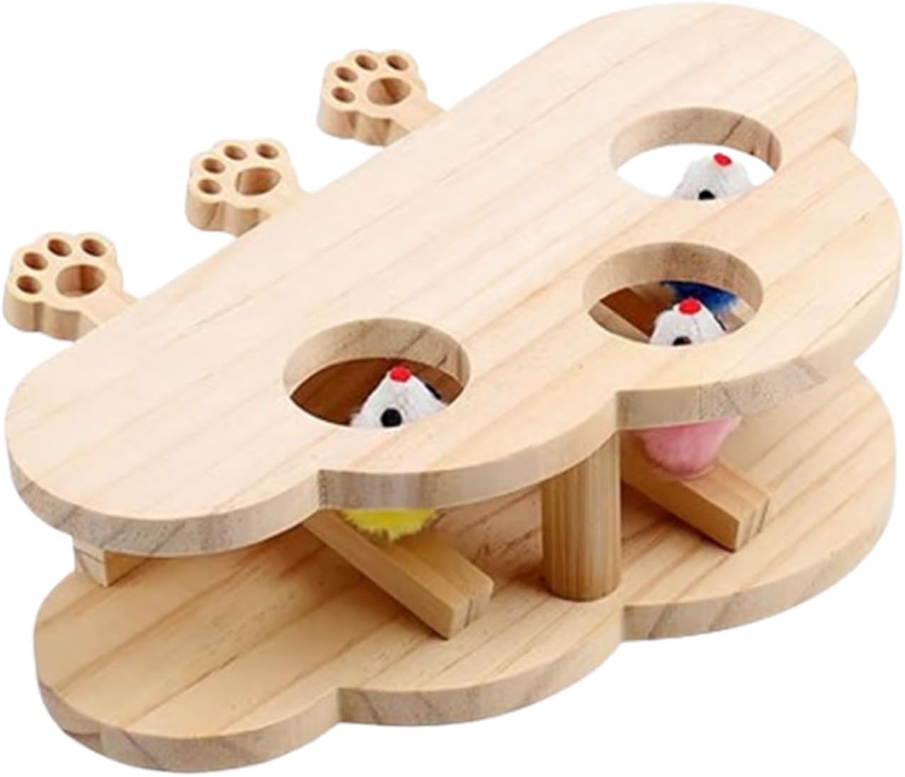 Handmade Cat Box Toy,Wooden Cat Toys Maze Puzzle Box Teaser Peek 2025 New Interactive Cat Enrichment Toys,Fun Kitten Whack a Mice Games (A)