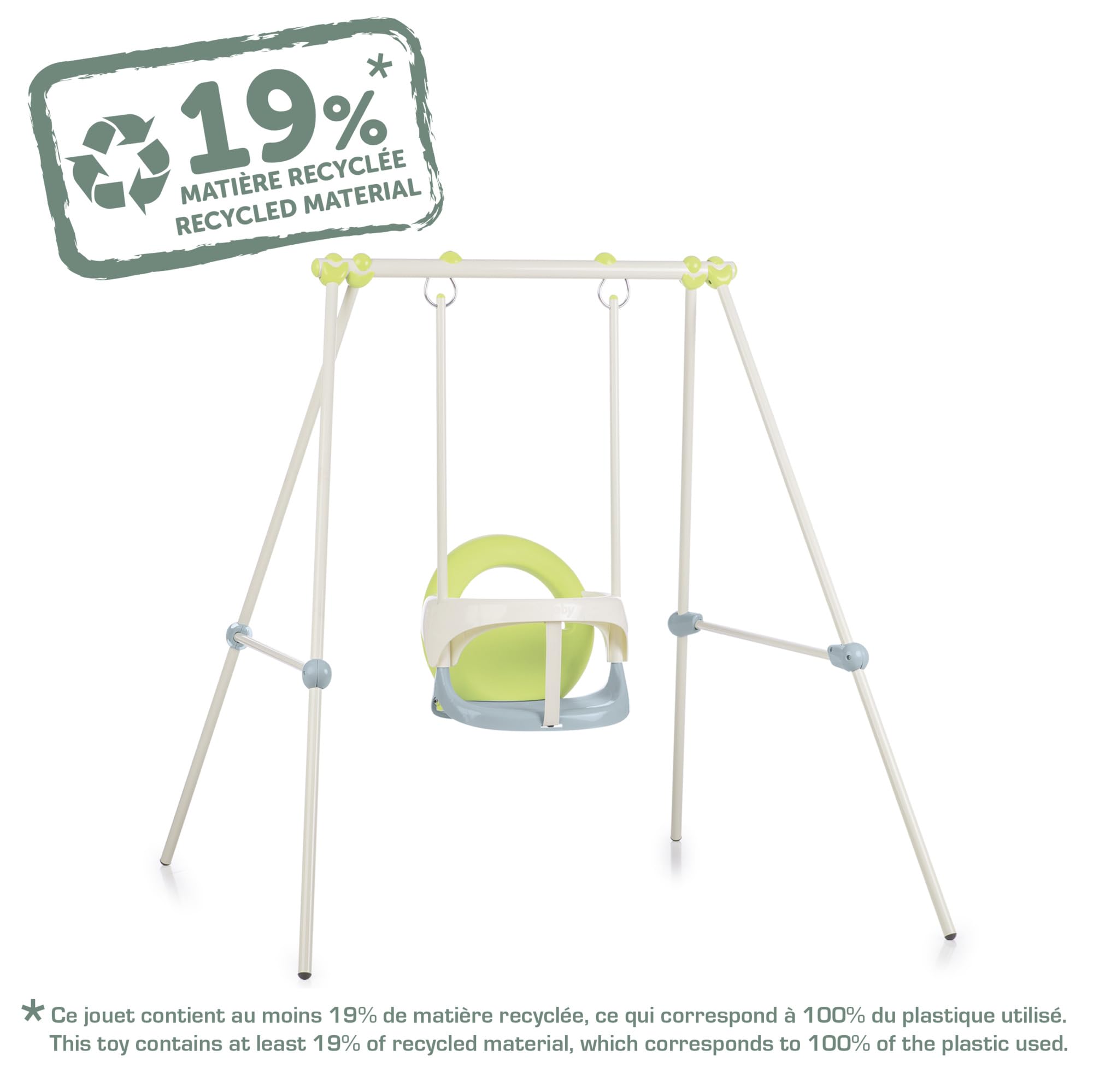 Smoby - Altalena per bambini con struttura in metallo - Altalena per bambini - Interno/Esterno - Altezza 118 cm - Trattamento anti UV - Materiale riciclato - Dai 6 mesi - Prodotto in Spagna