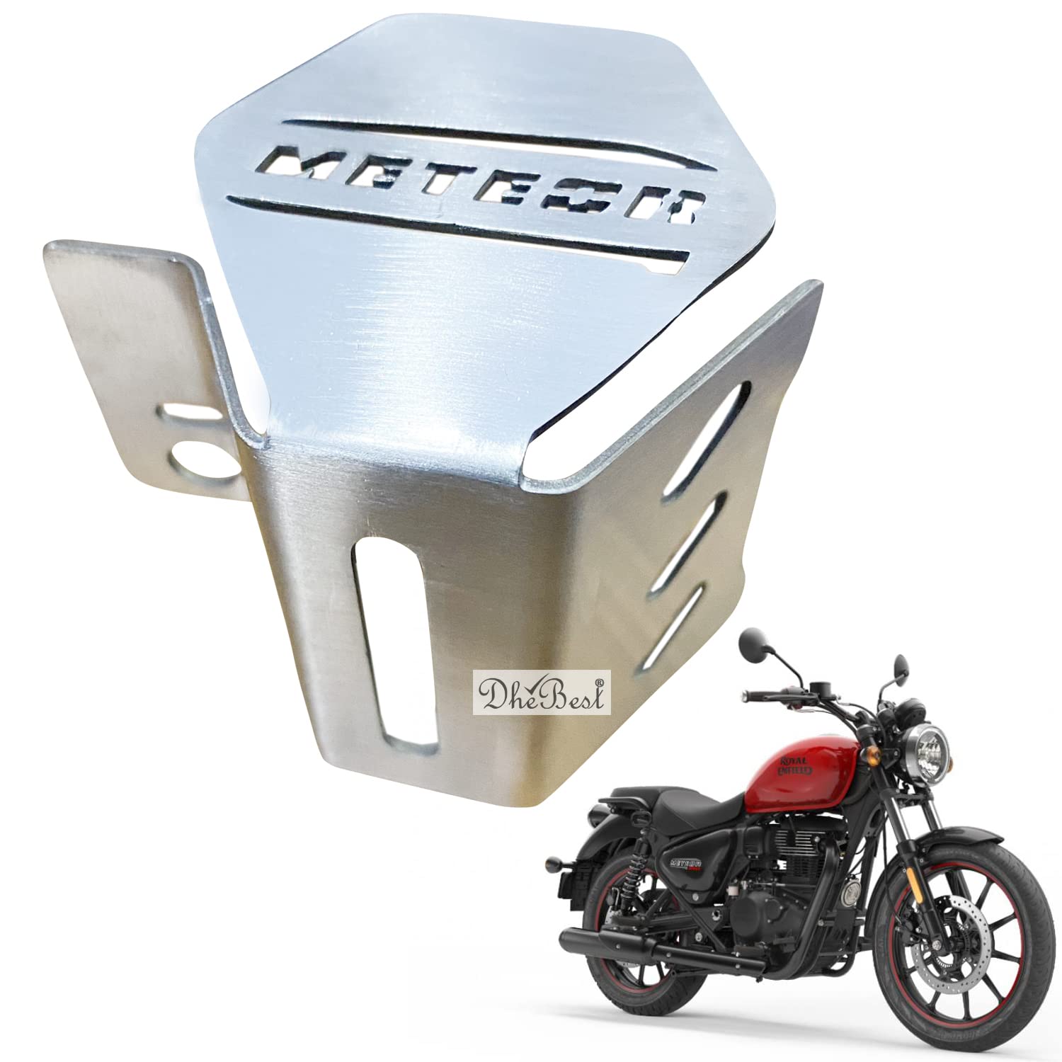 Dhe Best Bike Stainless Steel Grey Bike Rear Brake Oil Container Guard Compatible with RE Meteor 350-image-40