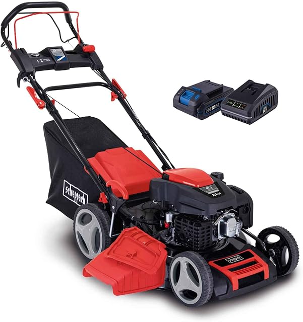Scheppach Scheppach MS225-53E VS Benzin-Rasenmäher mit Drive & VarioSpeed (6 HP, E-Start, 53 cm, 65 L, 7-stufige Höhe, Mulch + Side Ejection) — Rasenmäher