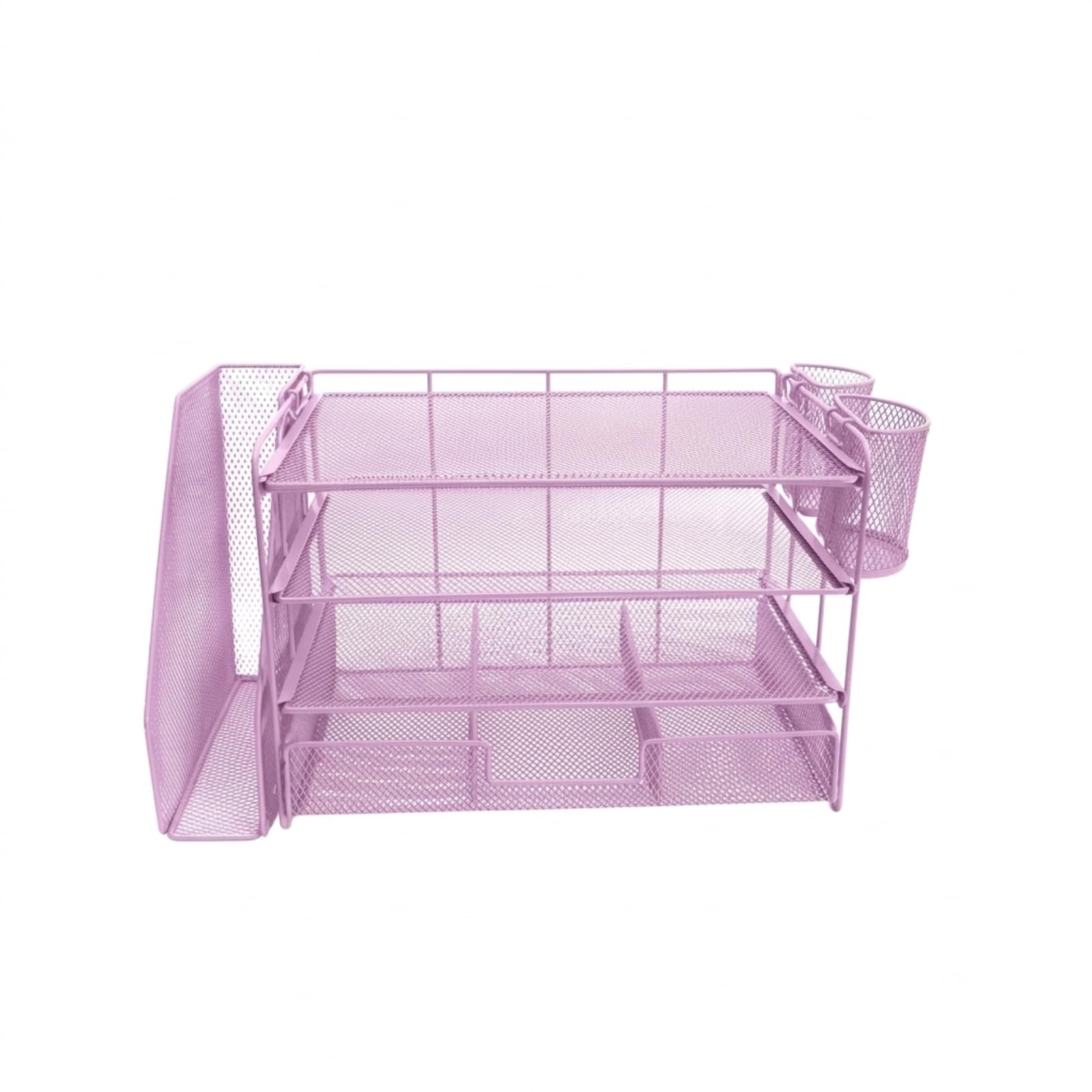 LRXFPIYF Organizador de Papeles de Malla Metalica, Rosa, Organizador De Escritorio De Malla Metálica