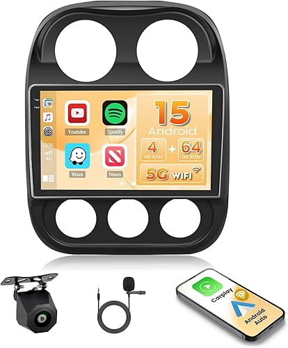 Miniatura 16 de (2+64G) para Jeep Compass Patriot 2010-2016 Android 13 Radio, pantalla táctil de 10.1 pulgadas estéreo de coche con Apple CarPlay Android Auto