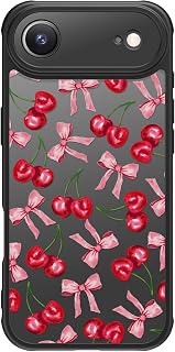 FUNMIKO for iPhone Air Case - Wireless Charging & Military-Grade Protection - Wildflower Design for iPhone 17 Air, Non-Slip Matte Cover Shock-Absorbing Corners - Cherry and Bows