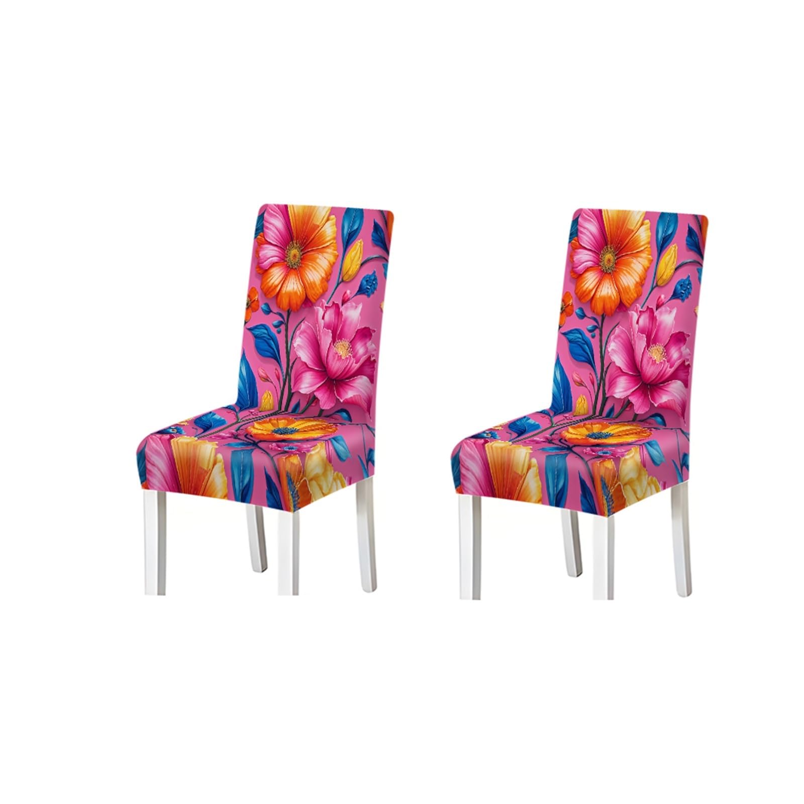KXUAUV Dining Chair Covers 2/4/6 Pieces Stretch Slipcovers Vibrant Tropical Floral Pattern Kitchen Dining Room Seat Protector Seat Protectors for Restaurant Hotel Party(2PCS Chair cover)