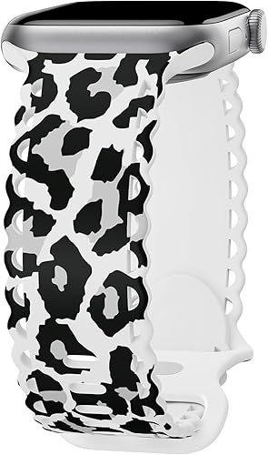 Miniatura 33 de Compatible con Apple Watch Band de 41mm 40mm 38mm 49mm 45mm 44mm 42mm para Mujeres Niñas, Correas Deportivas de Silicona Suave con Estampado Floral