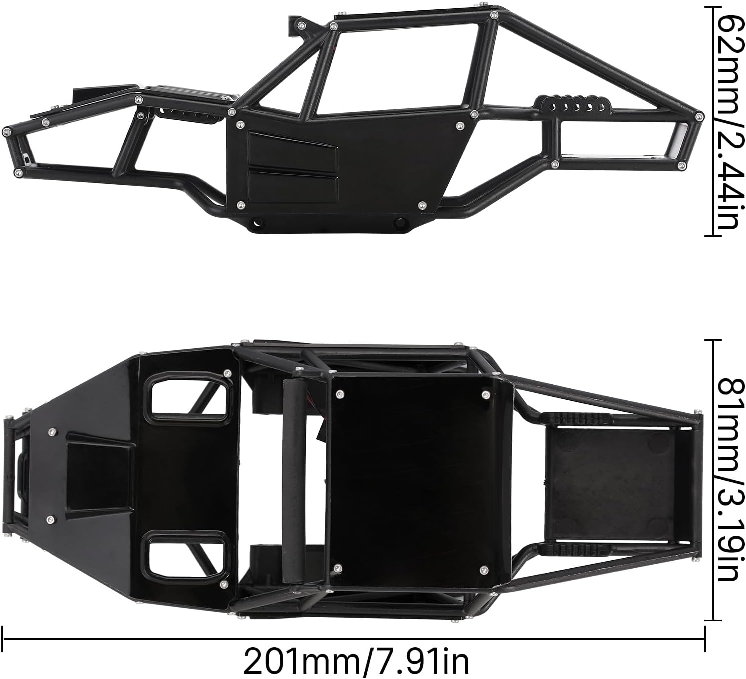 INJORA Rock Tarantula Nylon Buggy Body Shell Chassis Kit for TRX4M 1/18 RC Crawler Upgrade（Black）