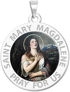 PicturesOnGold.com Saint Mary Magdalene Religious Medal Color - 1 Inch Size of a Quarter in Sterling Silver