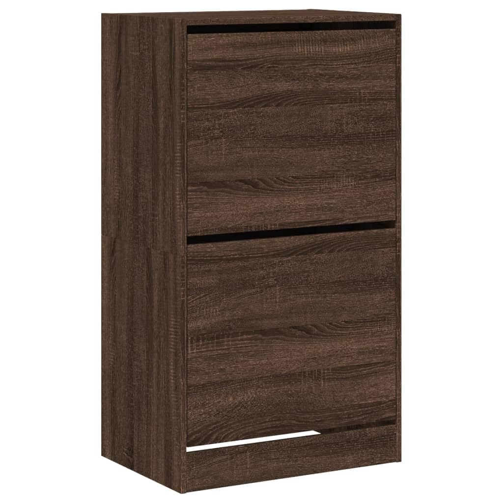 vidaXL Shoe Cabinet with 2 Flip-Drawers, Shoe Storage Shelf for Hallway Living Room, Shoe Rack Holder Cupboard, Modern Style, Brown Oak — image 1