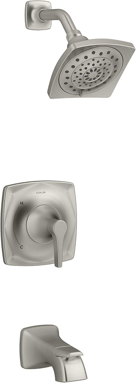 Kohler R22478-4E-BN Maxton Grifo de bañera y ducha de níquel cepillado con 1 manija