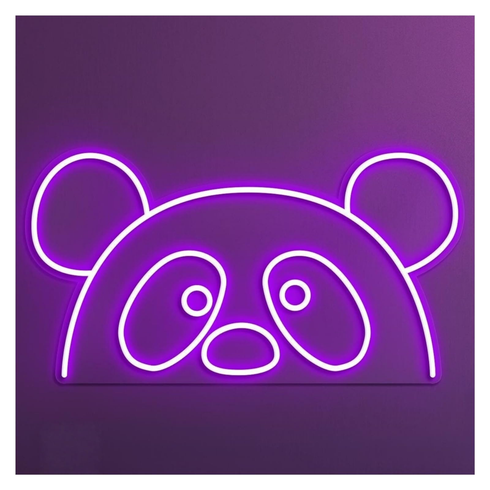 Hanging Art Neon Signs Panda Neon Sign, Suitable For Kids Room Decor With Brightness Adjustable 38cm(Purple)