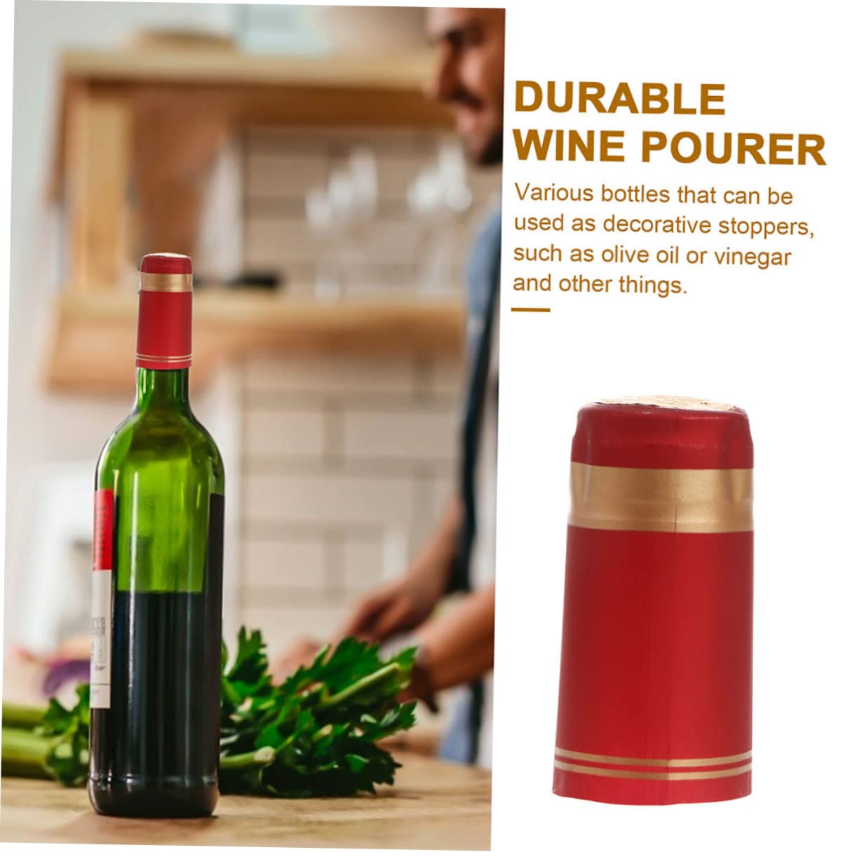 50pcs Wine Cap Heat Shrink Capsules Wine Bottle Sealing Films Shrink for Wine Bottles Wine Bottles Sealing Caps Sleeves Wine Shrink Wraps Home Wine Bottles Caps Sleeves Plastic Red VINTORKY