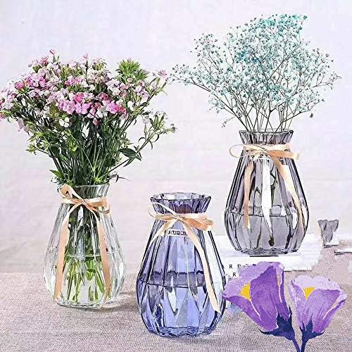 Cratone Glass Vase Flower Vase Solid Color Transparent Style Pink Carafe Jug 14.5cm High Decor Home Wedding Table