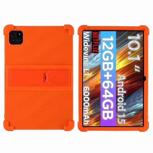 Funda para tablet Callsky-Tab Cpad 10 de 10.1 pulgadas con soporte de PC, silicona suave, lavable, esquinas gruesas a prueba de golpes, color naranja