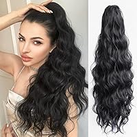 Vista 36 de Extensiones de cabello para cola de caballo con clip de garra, onduladas de 20 pulgadas de largo, cola de caballo sintética para adultos, mujeres