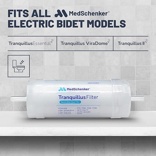 Miniatura 2 de Tranquillus Filtro de agua para bidé, sistema de filtración para asientos de bidé electrónicos, filtros de sedimentos, suciedad, desechos, fácil