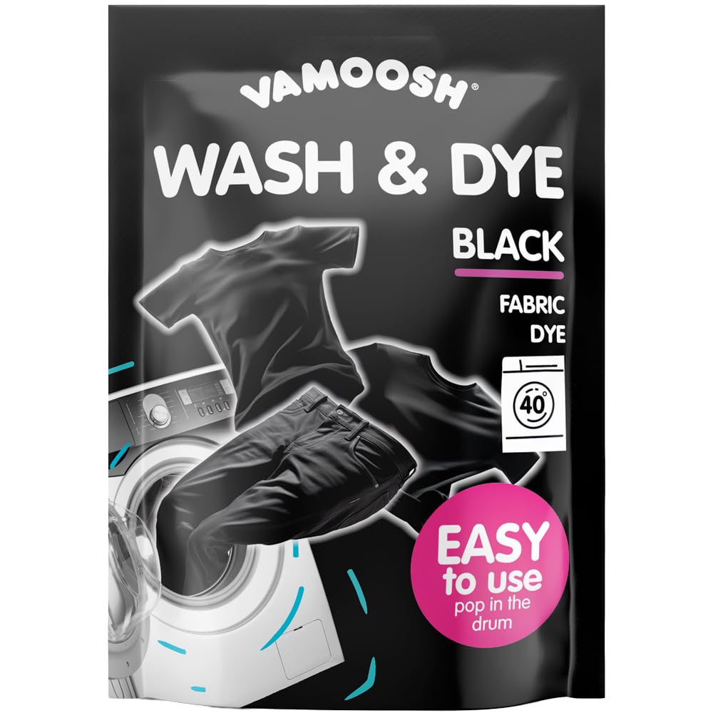 Vamoosh Wash & Dye Black 350g Intense Black Colour for Clothes - Easy to Use Fabric Dye for Washing Machine, Simply Place in Drum for Fresh Looking Results-image-23