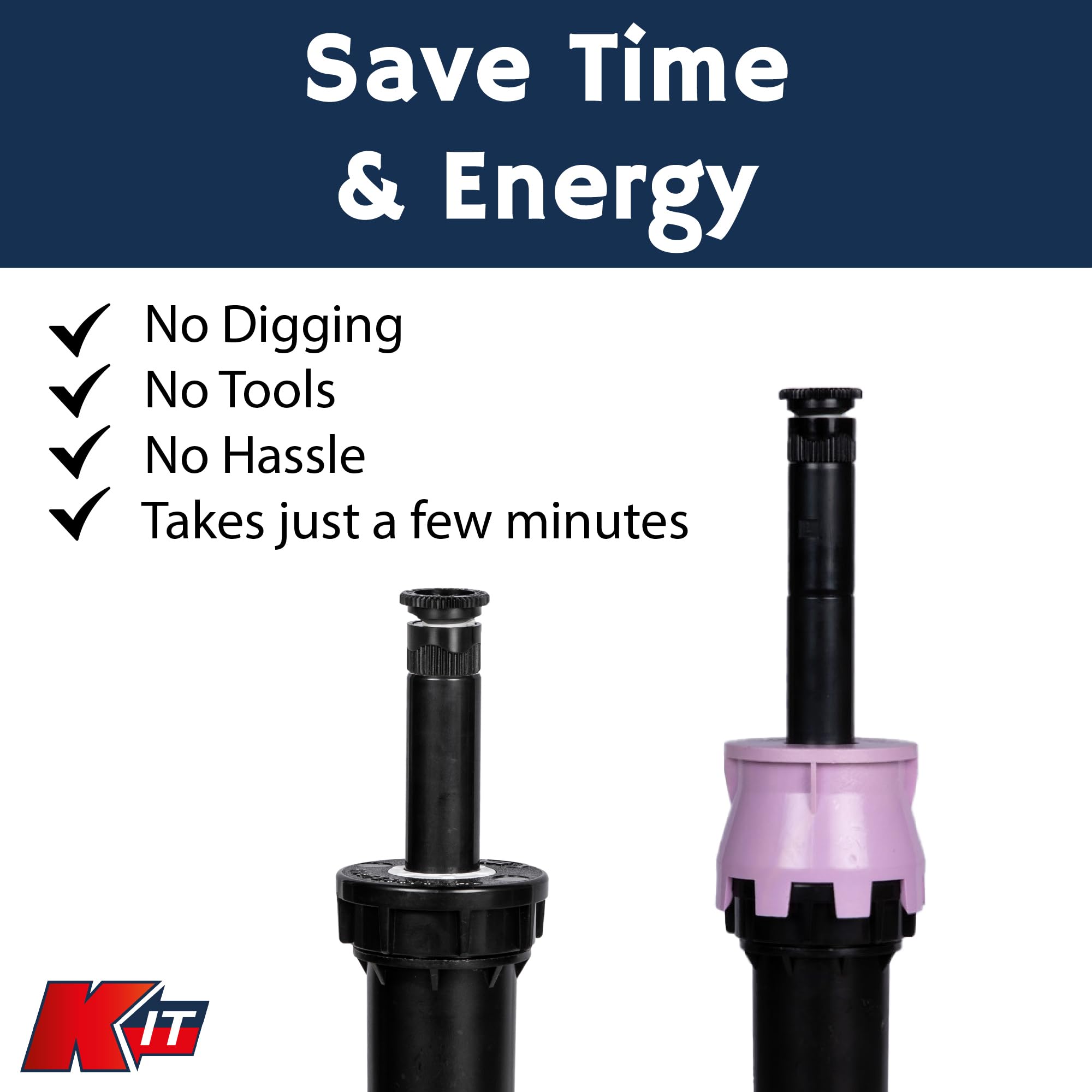 Kap-It - Extensión elevadora de aspersor desplegable de agua no potable, elevación de 1.5 pulgadas para sistemas de agua reciclada, paquete de 2