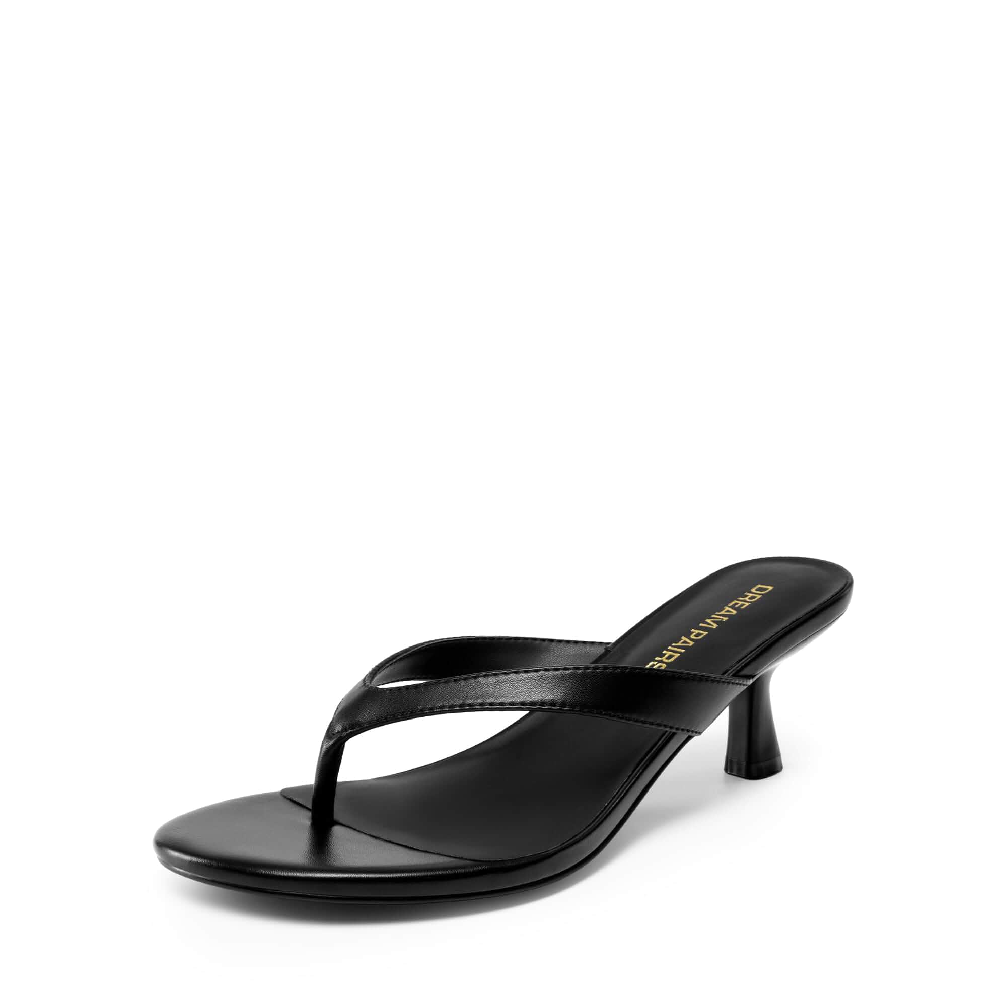 DREAM PAIRS Women's Dress Kitten Heel Sandals Flip Flops Round Toe Heels, Low Heels, Dressy Sandals with Thong Strap, Elegant Slip On Summer Shoes