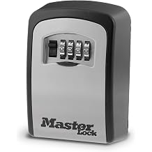 Master Lock Wall Mount Key Lock Box, Outdoor Wall Mounted Lock Box for House Keys, Key Safe with Combination Lock, 5 Key Capacity, 5401EC