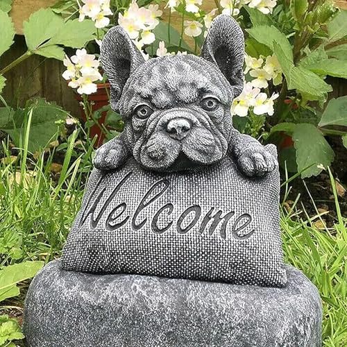 Statue Welcome Chien Bulldog objet décoration maison originale - 3