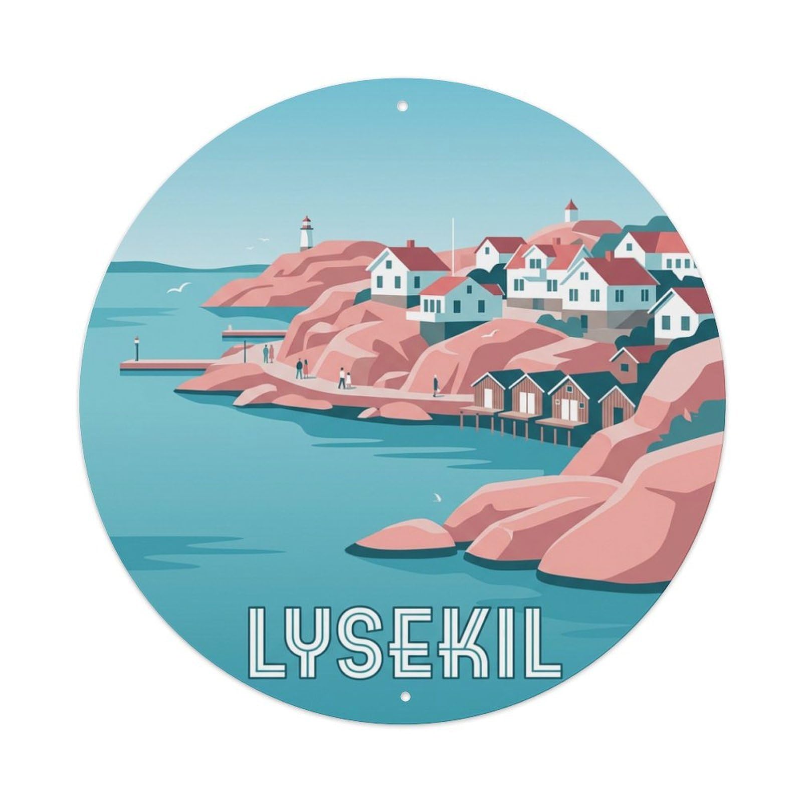 Vintage Travel Lysekil Sweden Seaside Metal Tin Sign