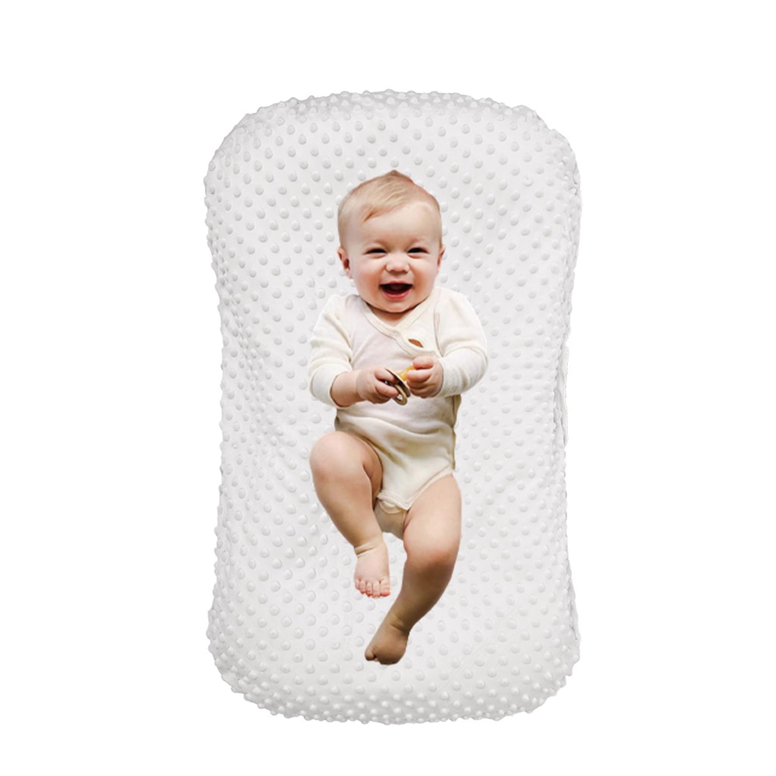 0-24 Months Baby Lounger Support Cushion Home Travel, White Velvet