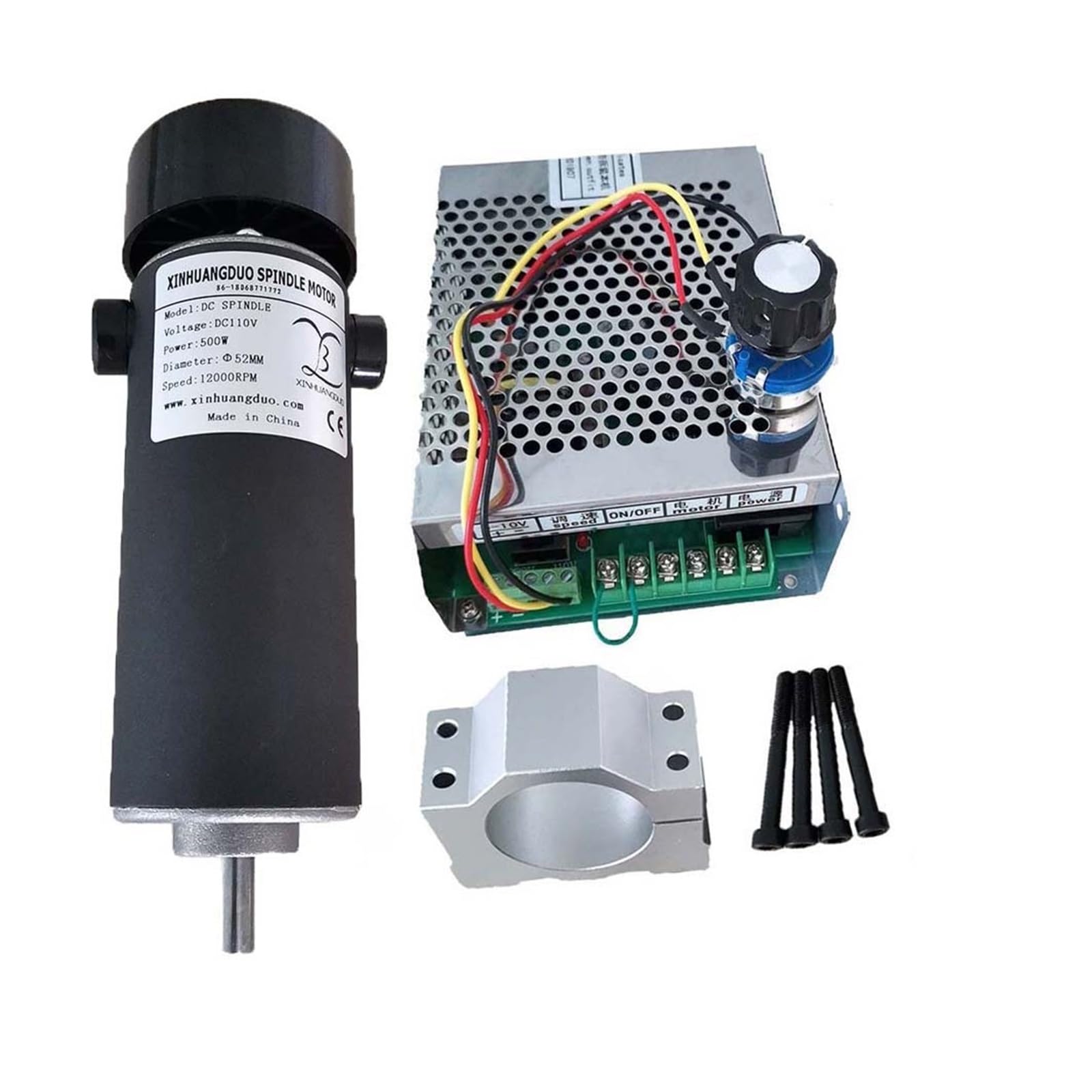 Chłodzony powietrzem zestaw silnika wrzeciona CNC o mocy 0,5 kW + wentylator Silnik 500 W + regulator prędkości zasilania do grawerowania,Napęd elektryczny(Package 5)