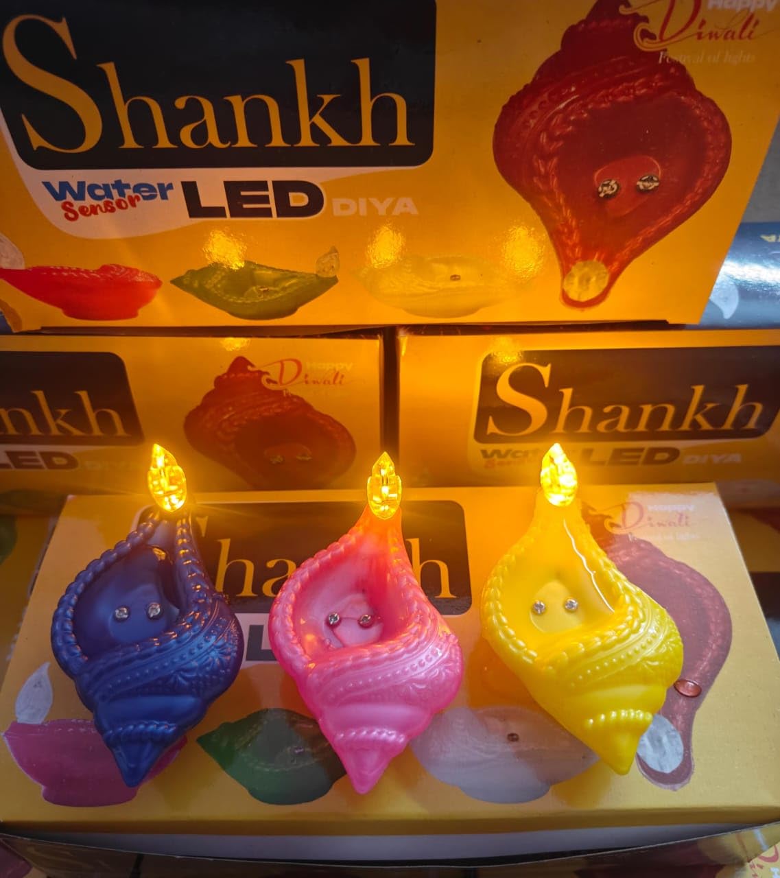 LED Sensor Diya Set, Orange Plastic Water Resistant Lights, 12 Pack, Battery Operated, Traditional Style, Motion Sensor, Indoor Diwali Decoration, 5x5x2.5 cm-image-10