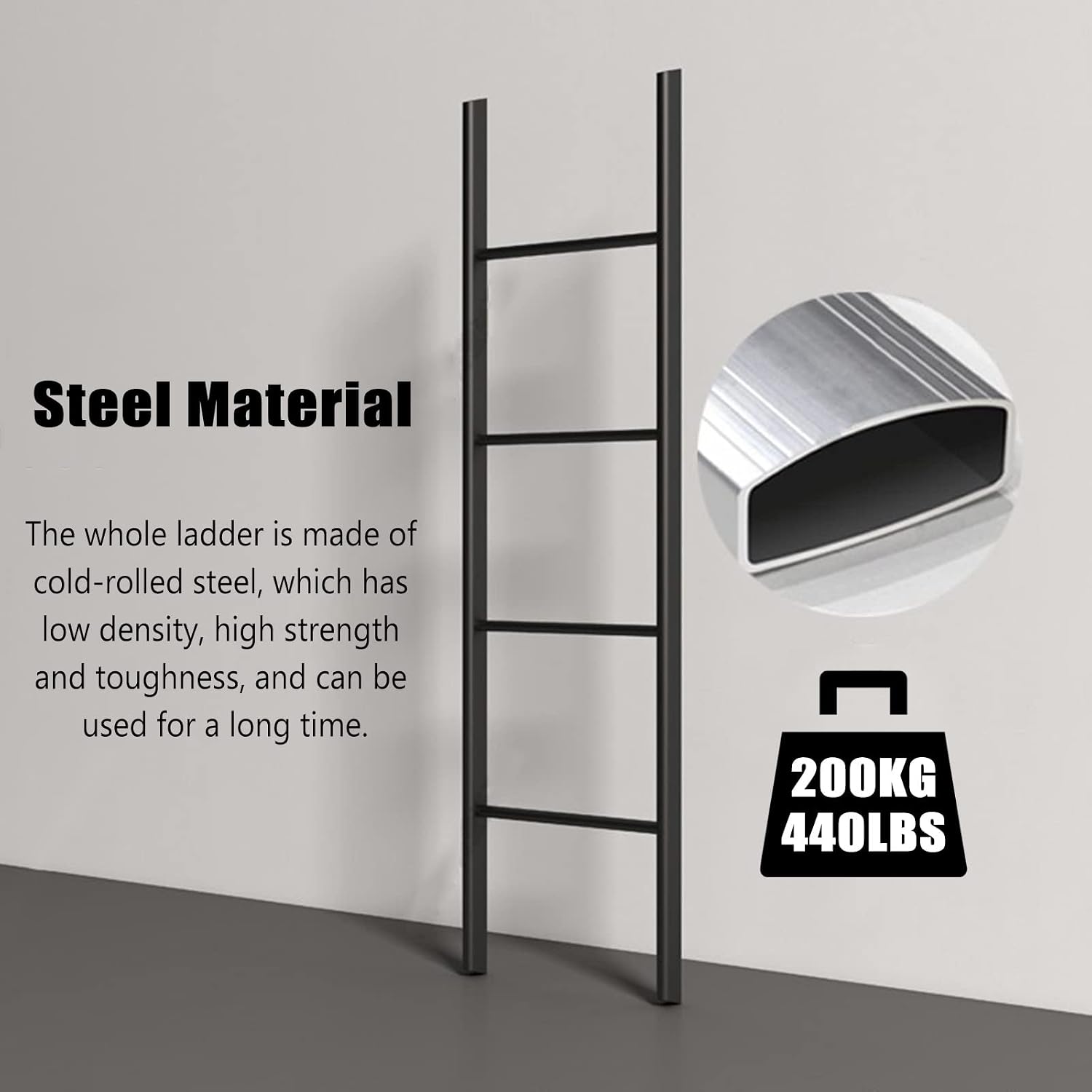 Hanging Ladder for Bunk Bed,Replacement Bunk Bed Ladder,45 51 55 59 in High Metal RV Twin Bed Ladders for Home,Appartments,Dorm (Color:Silver,Size:1.5m(59in))