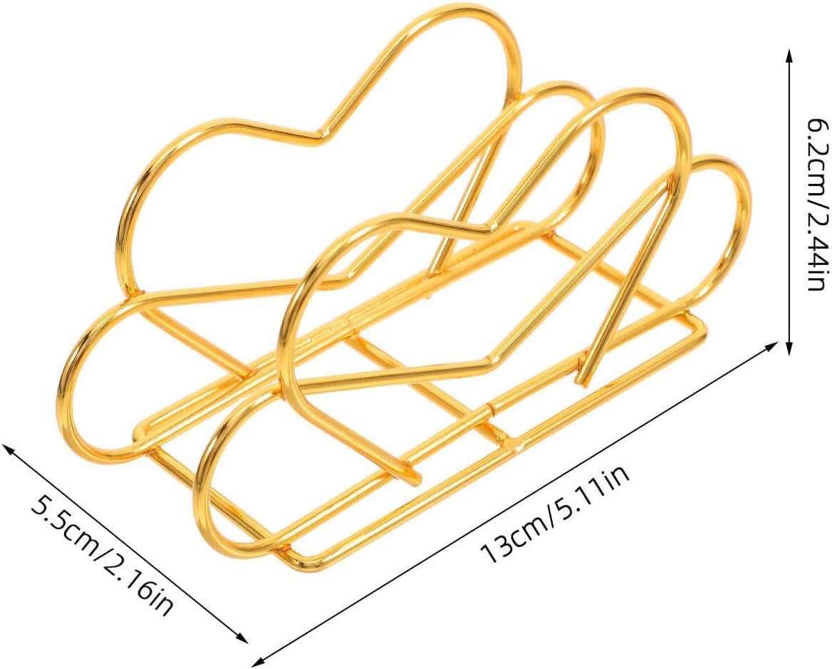 2pcs Golden Heart Shaped Iron Napkin Holder Upright Tabletop
