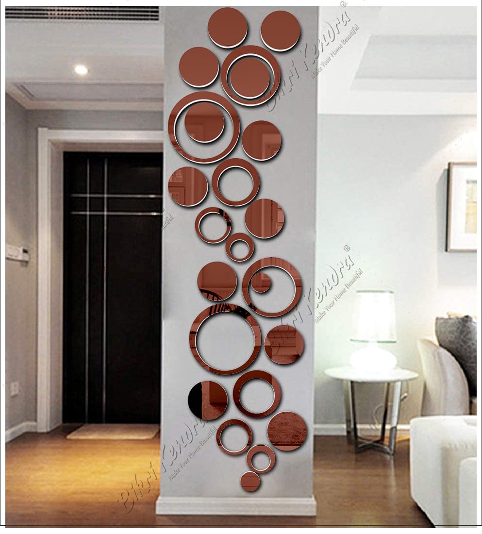 Bikri Kendra - Big Ring-12 Circle-12 - 3D Acrylic Decorative Mirror Wall Mount Stickers- Brown (B08S71YRTG) Amazon Price History, Amazon Price Tracker
