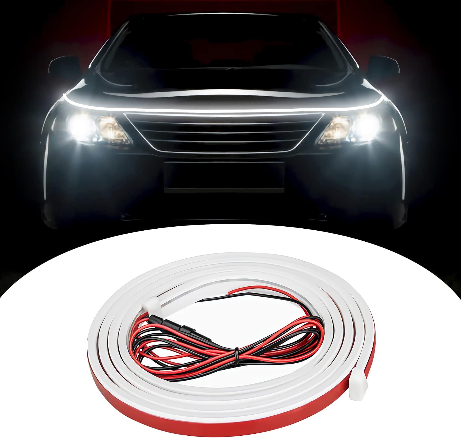 Car Hood LED Strip Lights, 71 Inch Flexible Headlights Waterproof Exterior Car Led Light Daytime Running Light Strips Hood Light for Car and Truck