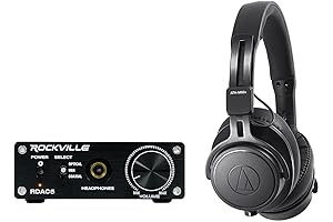 Audio-Technica M60x Pro Headphones Bundle with Rockville DAC Converter