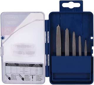 Century Drill & Tool 73215 5-Piece Square Flute Screw Extractor Set, #1 - #5, for Extracting Broken Screws and Bolts Without Damaging Threads