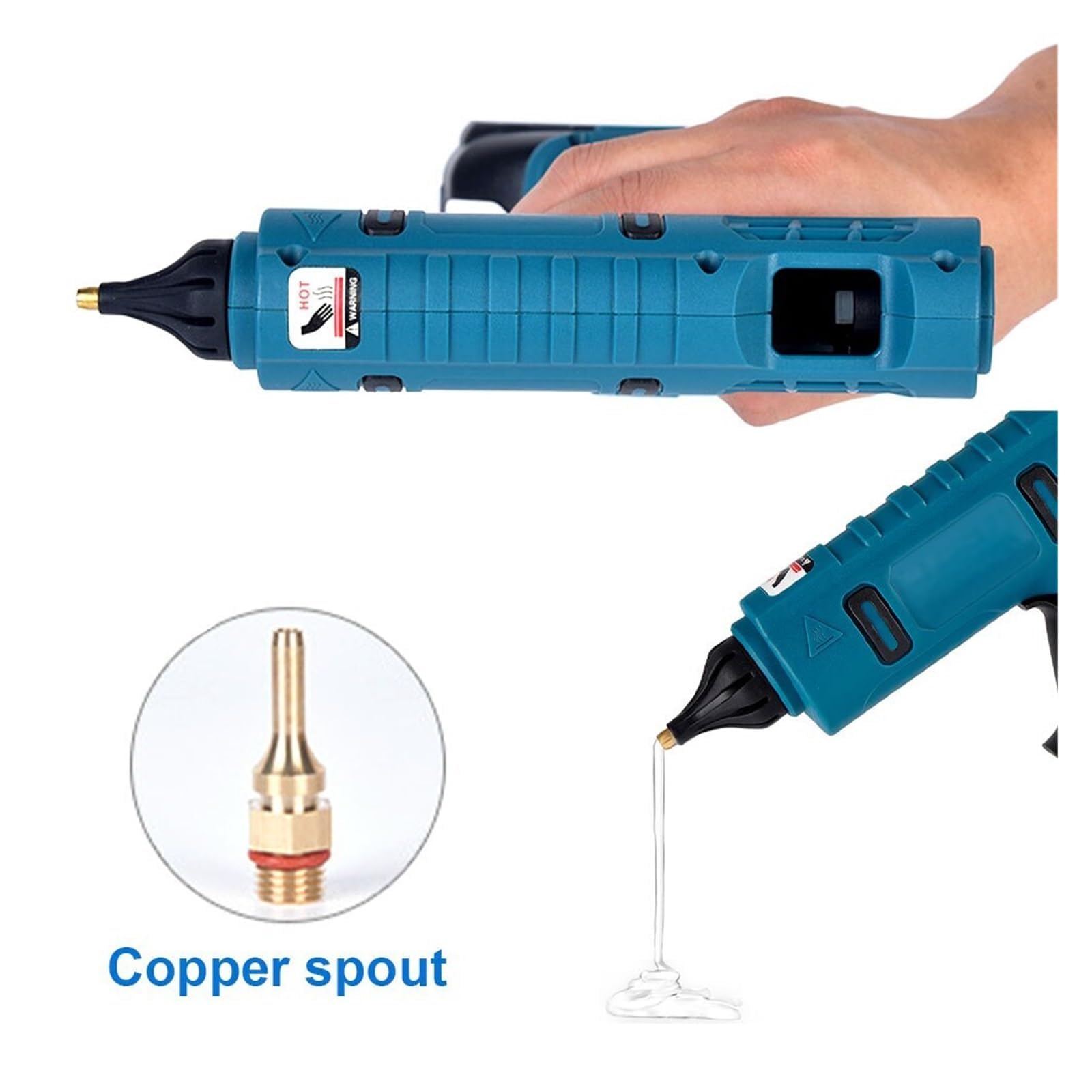 Bezprzewodowy pistolet do klejenia Bezprzewodowy Pistolet Do Gorącego Silikonu O Mocy 500 W I Elektryczny Klej,do szybkich napraw w domu(With 1pc 2.0ah Battery)