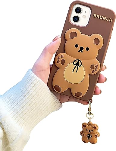 Diseño para iPhone 11 - Funda de silicona suave con personajes de animales de dibujos animados 3D, Kawaii para niñas, mujeres, adolescentes, a