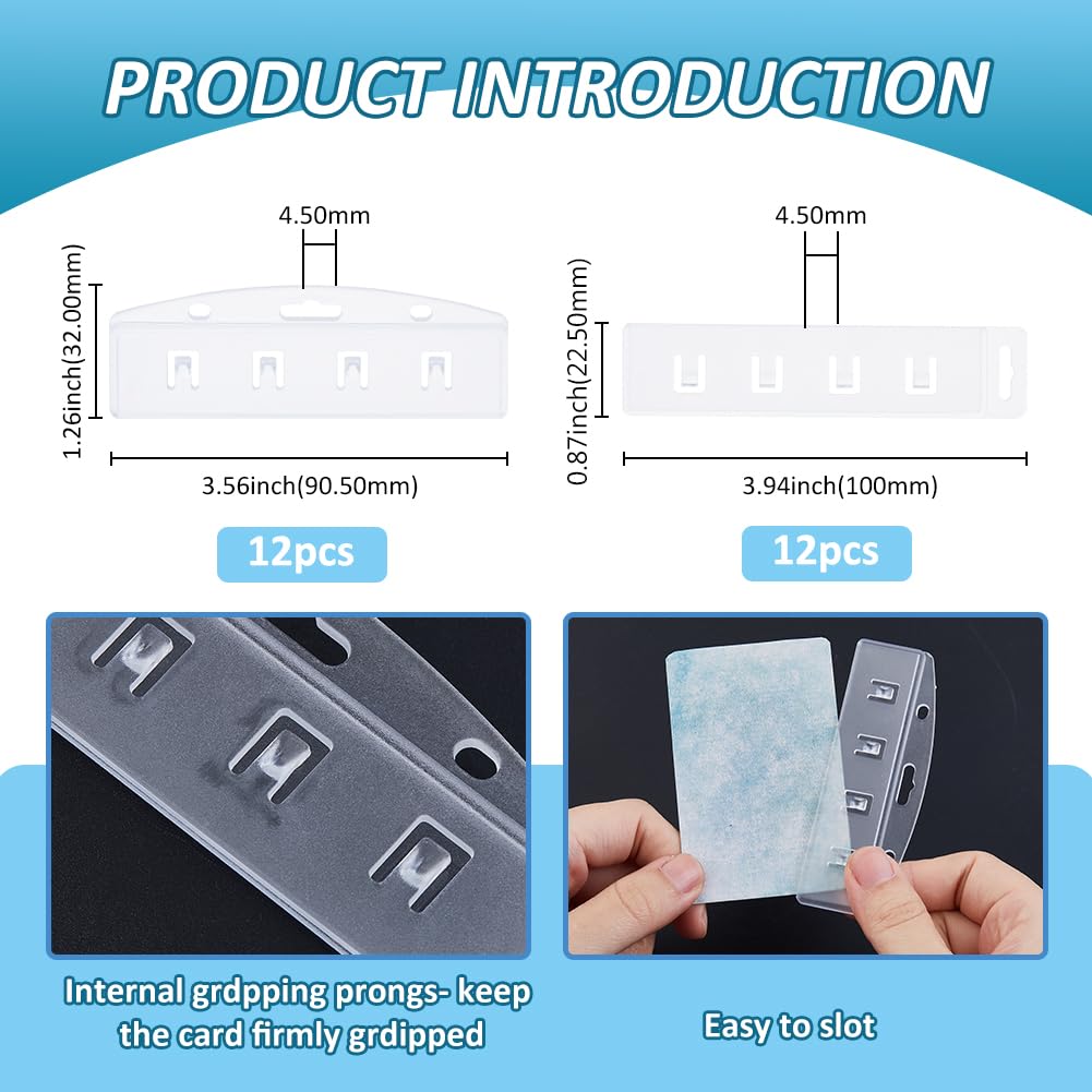SUPERFINDINGS 24 Pcs Half Card Badge Holders Horizontal and Vertical with Grippers Hard Transparent PC Protectors Sleeves for Credit Cards Driver's Licenses Cards IDs - Image 2