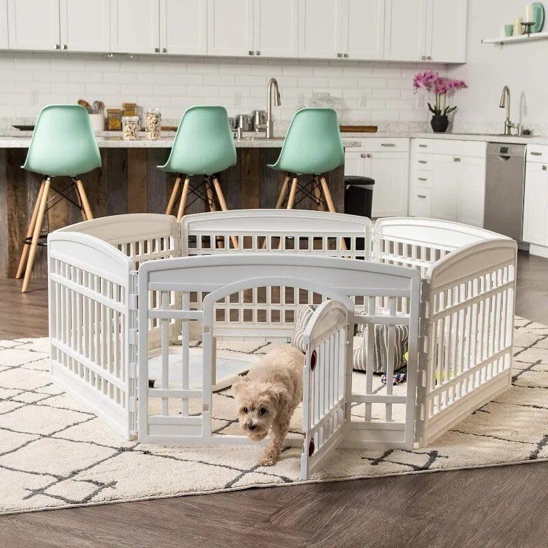 Portable 24-Inch 6-Panel Pet Gate with Door Black