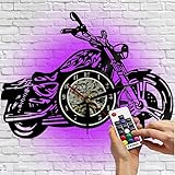 12 inch vinyl clock, silent clock, motorcycle themed wall clock can be used to decorate your home in the living room and bedroom. This is a birthday gift, 12 inches, black, wall decoration, gift!