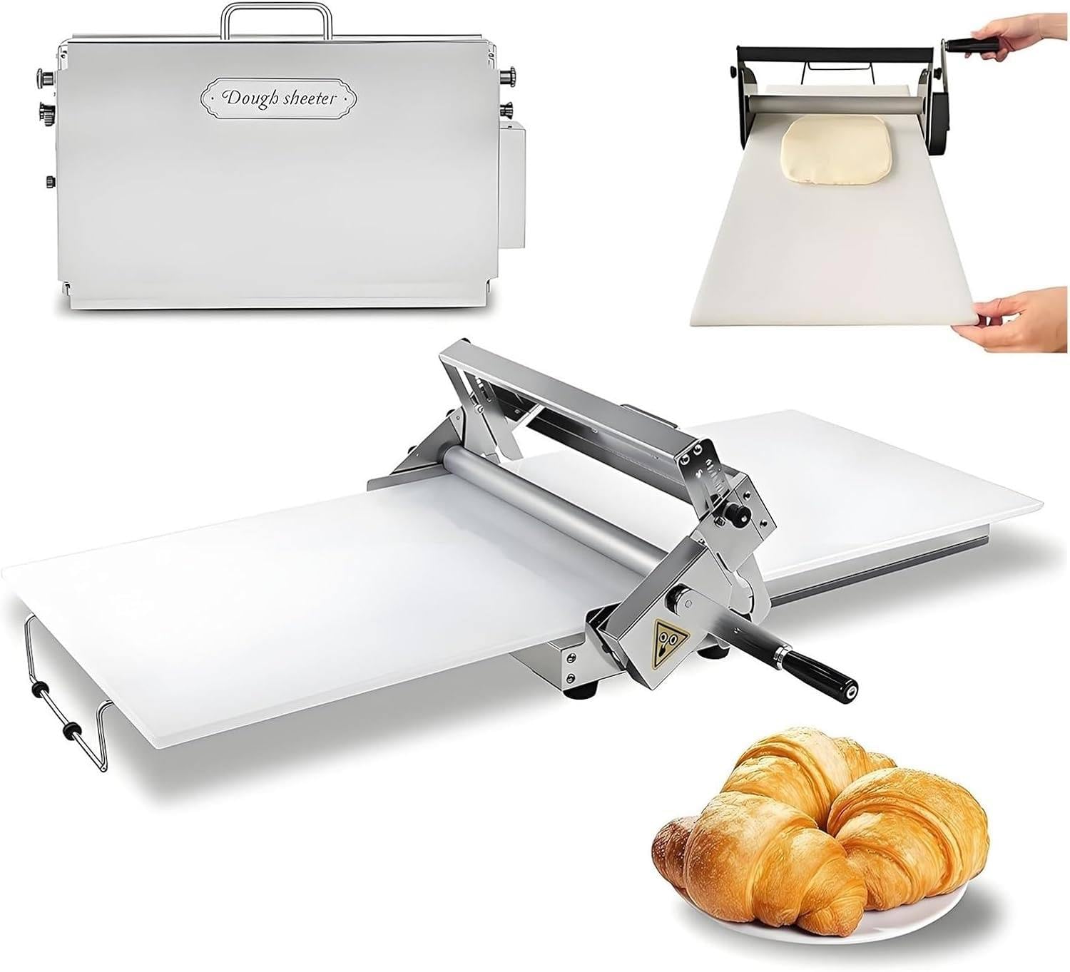 Máquina laminadora de masa plegable, equipo de panadería de acero inoxidable para pizza, cruasanes, pastelería y fondant con grosor ajustable