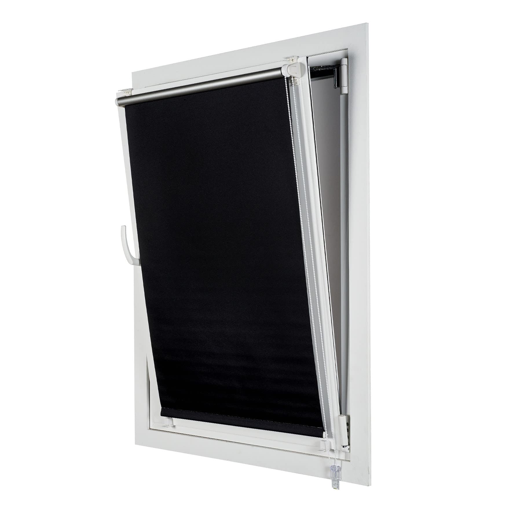 STORESDECO - Verdunkelungsrollo Klemmfix ohne Bohren, Klemmrollo Blackout Thermo, Rollo Blickdicht einfache Montage, Ideal für Flügelfenster | Easy Fix Thermo, Schwarz, 150 cm x 180 cm