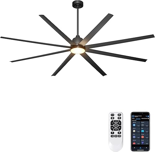 Ventiladores de techo industriales de 96 pulgadas con luces, ventilador de techo grande con control remotoaplicación, ventiladores de techo para