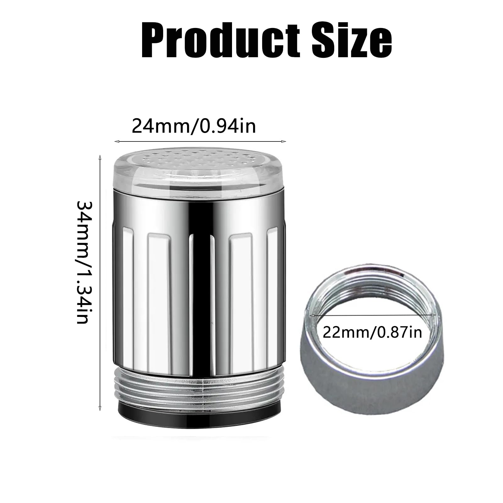 2 Pieza Faucet de Agua LED Colorido, aireador grifo cocina led, LED Grifo Boquilla de Agua Cabeza, accesorios para grifos para la Grifo Cocina y Baños (Adaptador incluido)